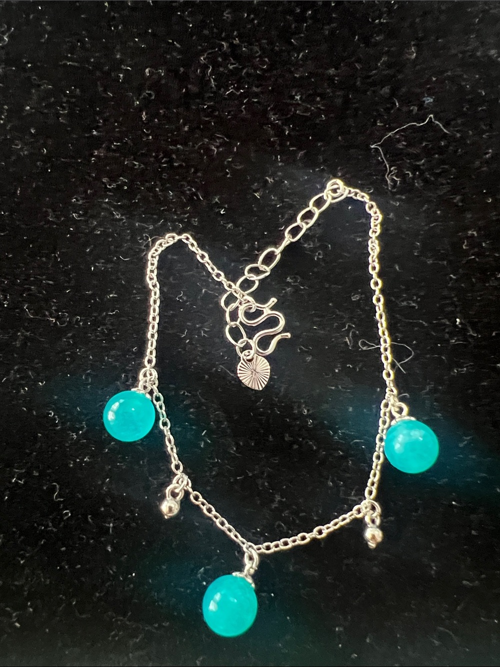 Sterling Silver bracelet with Teal Beads